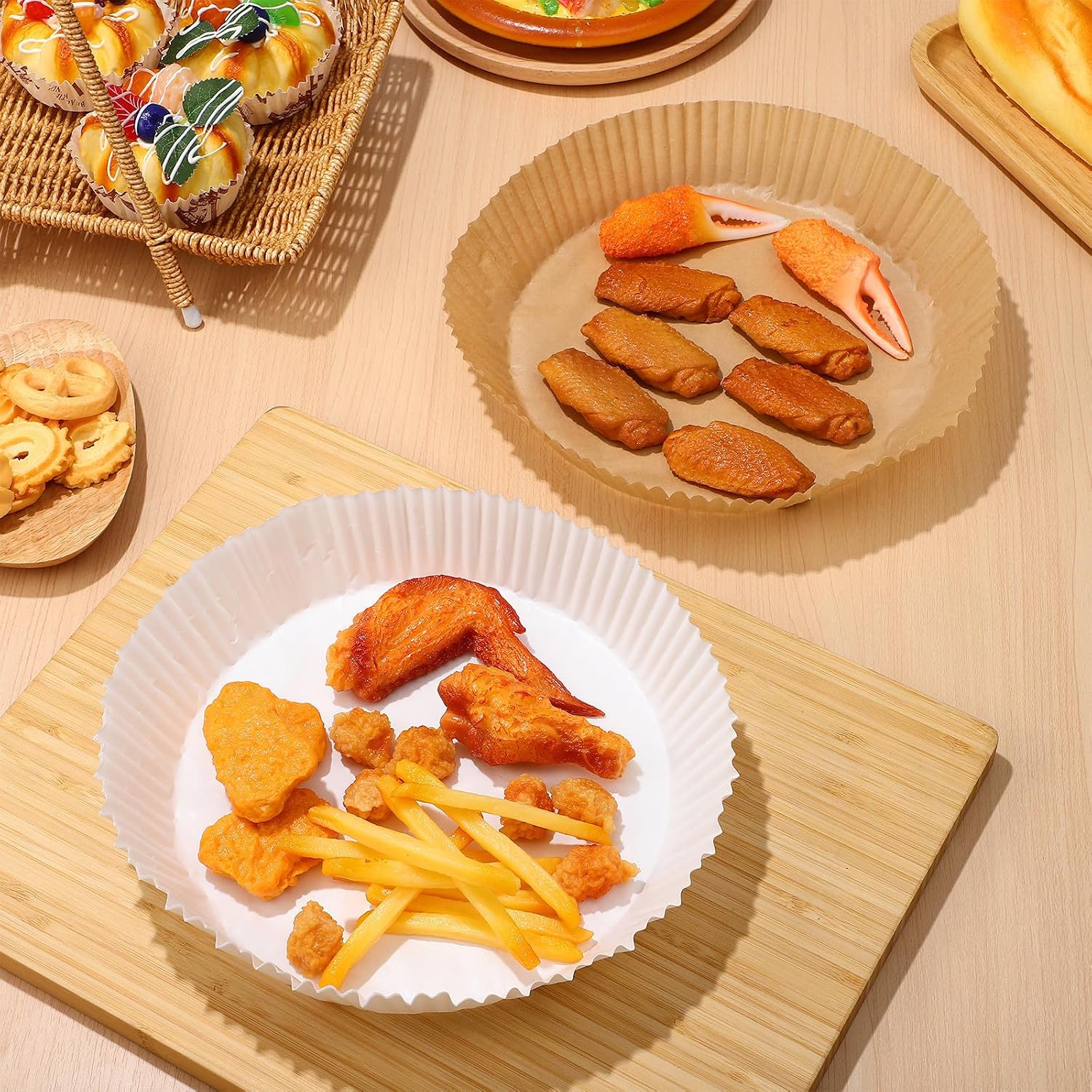 GALPADA Disposable round Air Fryer Paper Liners with High Temperature Resistance 100 Pcs Non-stick Baking Parchment Paper for Air Fryer, Pressure Cookers, and Ovens