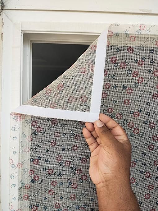 Smart Buy Mosquito Mesh PVC Coated Fiber Glass Mesh with Digital Design Printed mesh 48 x 48 Inch 4 x 4 Feet 120 X 120 cm Multi Color with Stitching with 1 Cutter