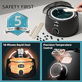 Lifestance Waxing Kit for Women & Men - L2 Digital Wax Pot Warmer, Brazilian & Bikini Hair Removal Kit with 14.1oz Hard Wax Beads & 42 Accessories, Professional for Face, Leg, Eyebrow, Body at Home