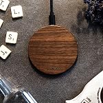 15W Chargeur sans fil en bois de noyer rapide - Pratique 1.5m Fort et résistant USB-C à USB-C/A Câble de recharge compatible - LED Intégré USB-C Chargeur sans fil rapide