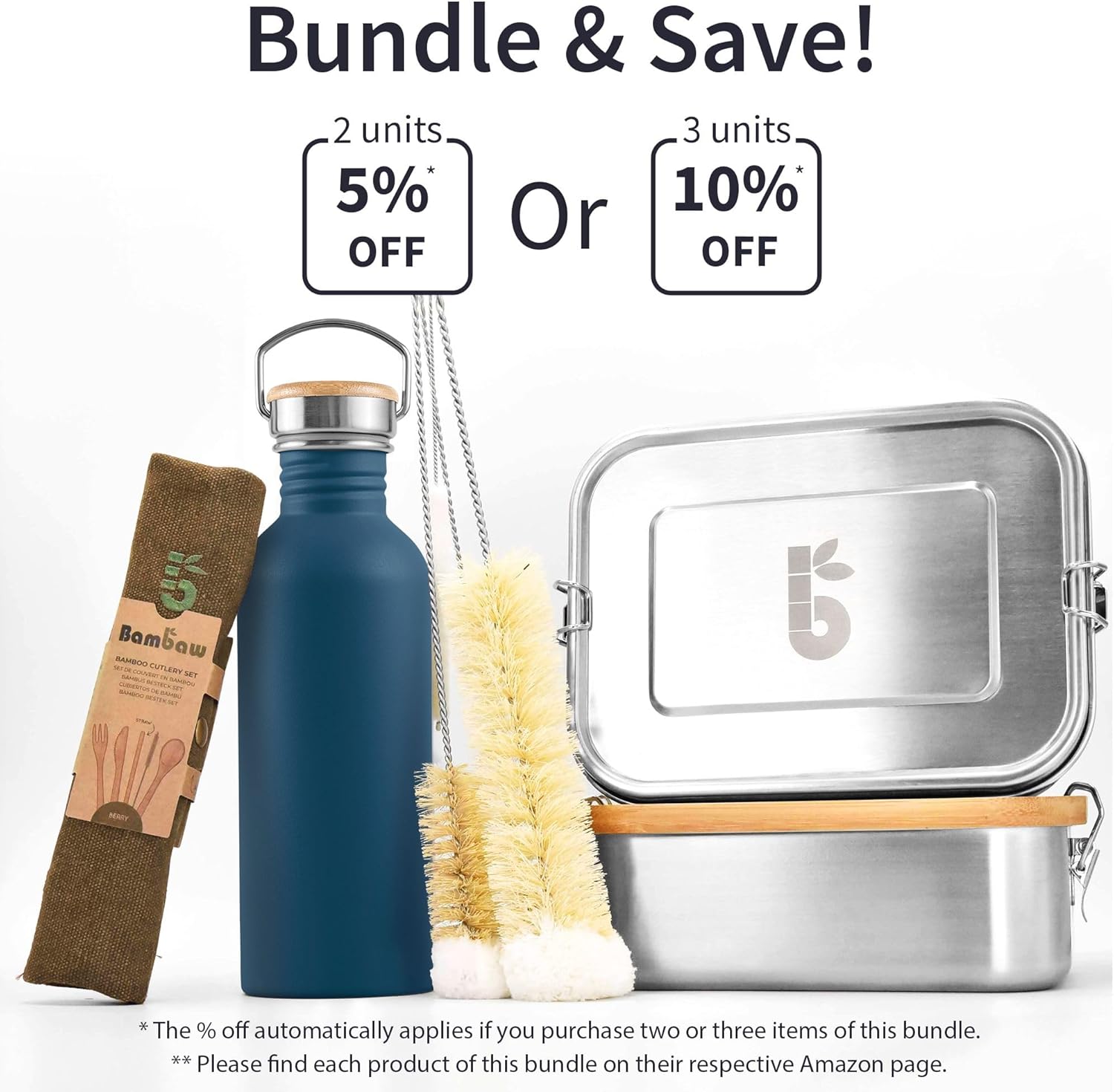 Bambaw Stainless Steel Water Bottle, 750 ml, Blue Sports Bottle, Non-Insulated Water Bottle, 750 ml Stainless Steel Bottle, Reusable Bottle, BPA-Free Flask – Sapphire Blue - Image 8