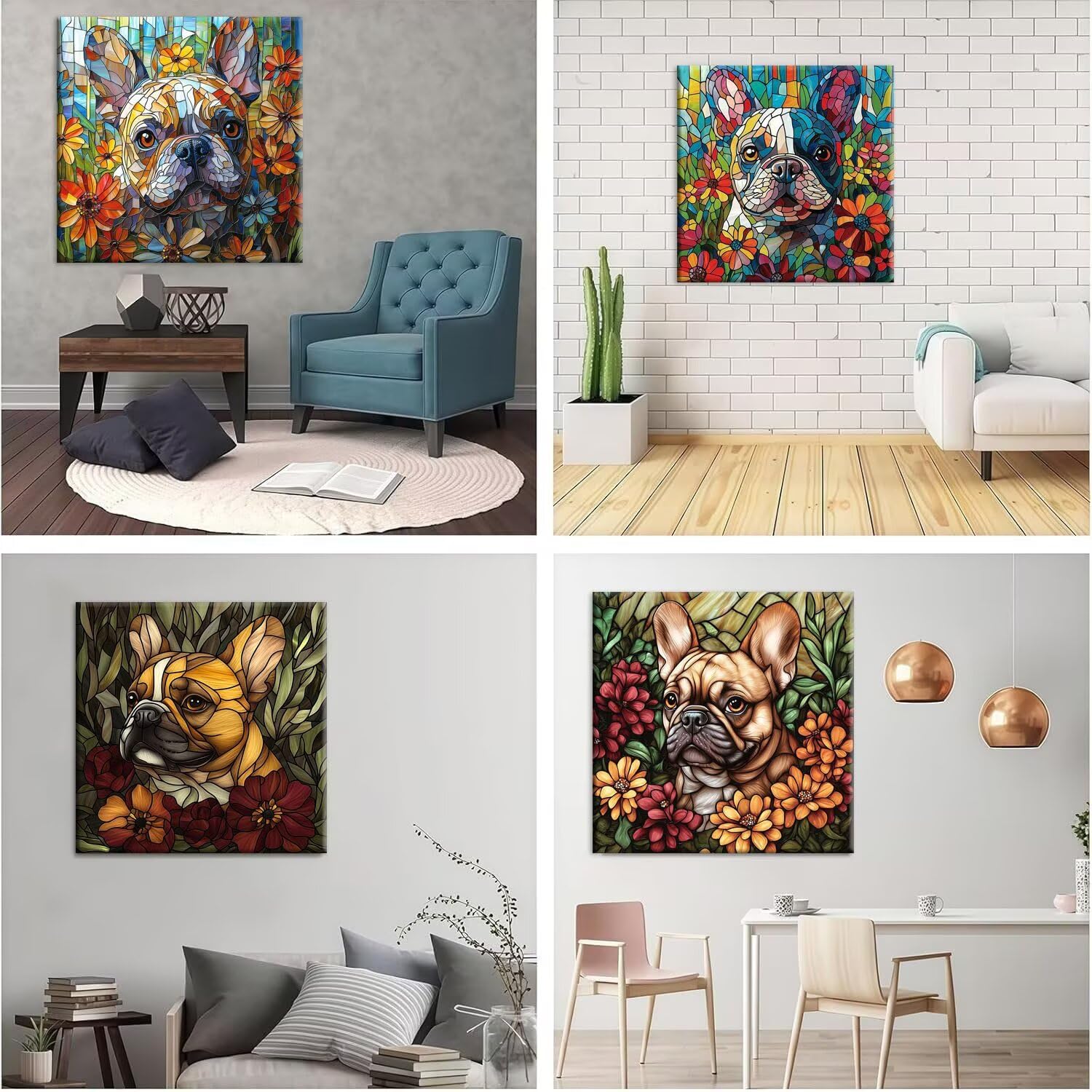 QIANLUOO Zwierzęta psy 5D zestawy do malowania diamentami 70x70cm G-132
