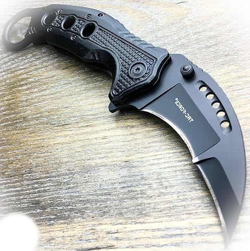 Navaja plegable de bolsillo abierto para acampar al aire libre, negro, para combate Karambit CLAW BLDA-0227