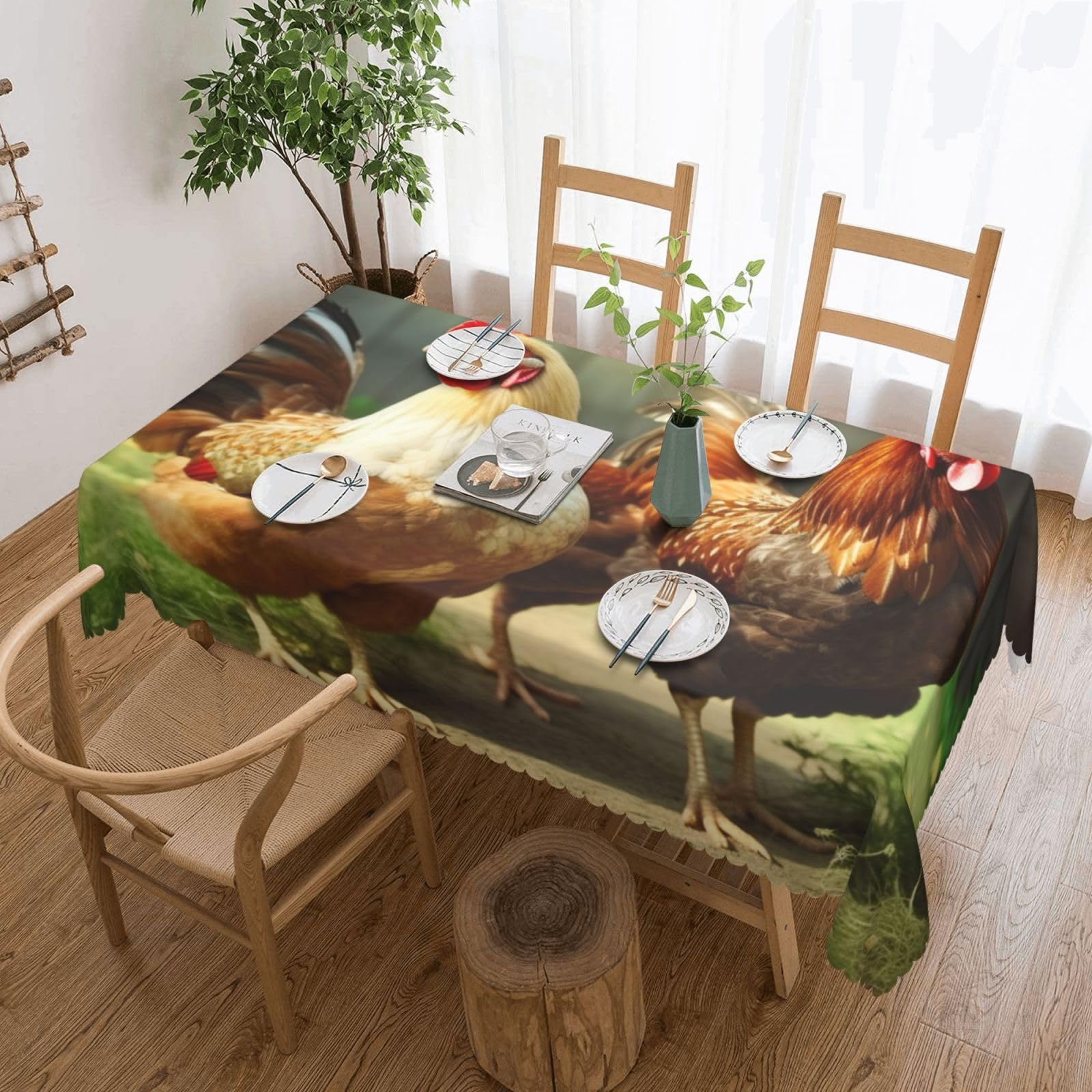 Nappe rectangulaire imperméable 137x183cm infroissable en polyester pour décoration de table