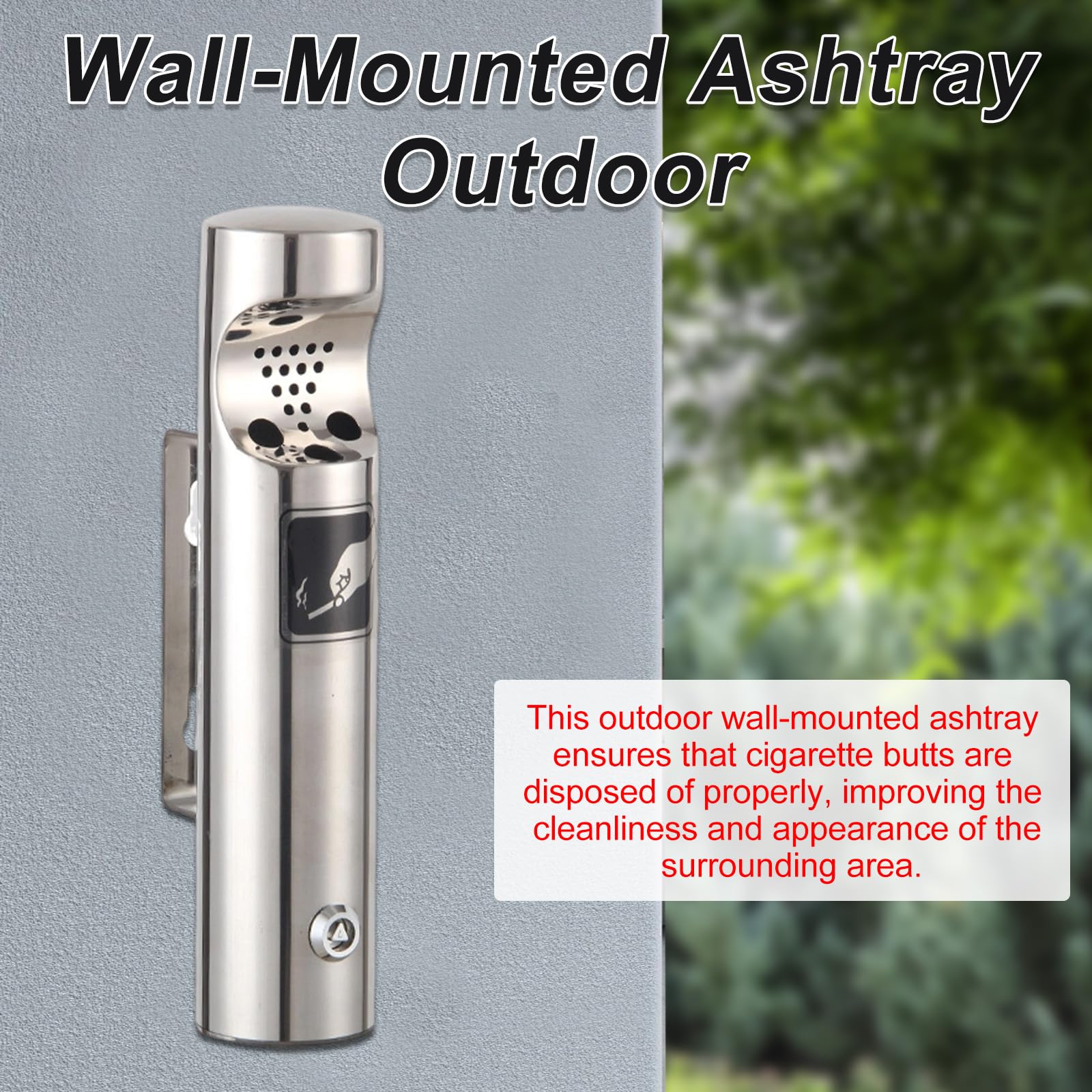 2 ceniceros de pared para exteriores de acero inoxidable, cenicero de pared público con cerradura, resistente a la intemperie, cenicero tubular montado en la pared para restaurantes, oficina, hotel