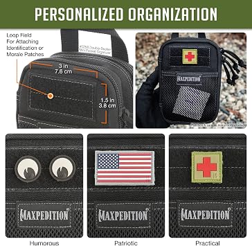 MAXPEDITION Double-Decker Mini Pocket Organizer (4” x 2.5” x 6”) EDC Pouch, Tactical Tool Pouch for Organization, MOLLE Accessories for Everyday Carry, 0258
