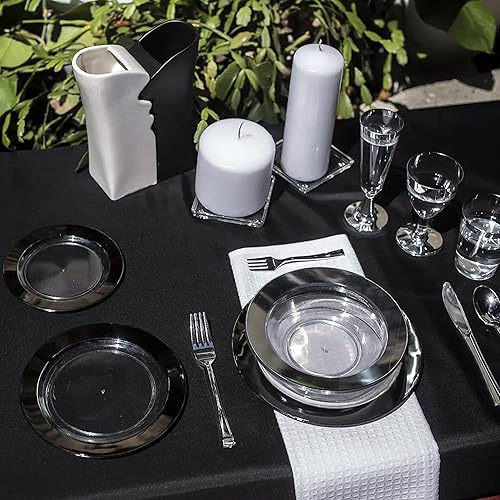 Miniatura 5 de sancua Paquete de 6 manteles rectangulares color negro de 90 x 132 pulgadas para pies, resistentes a las manchas y a las arrugas, funda de poliéster