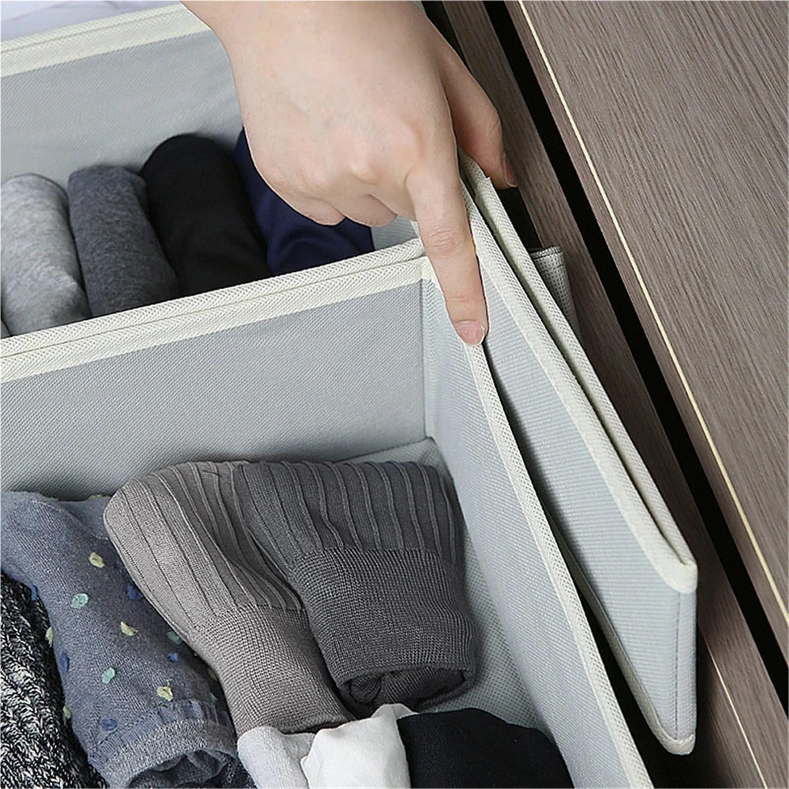 3 Stück Unterwäsche-BH-Socken-Schrankschubladen-Organizer T-Shirt-Aufbewahrungskorb Kleiderschrank-Aufbewahrungsorganisatoren Für Schminktisch(Beige)