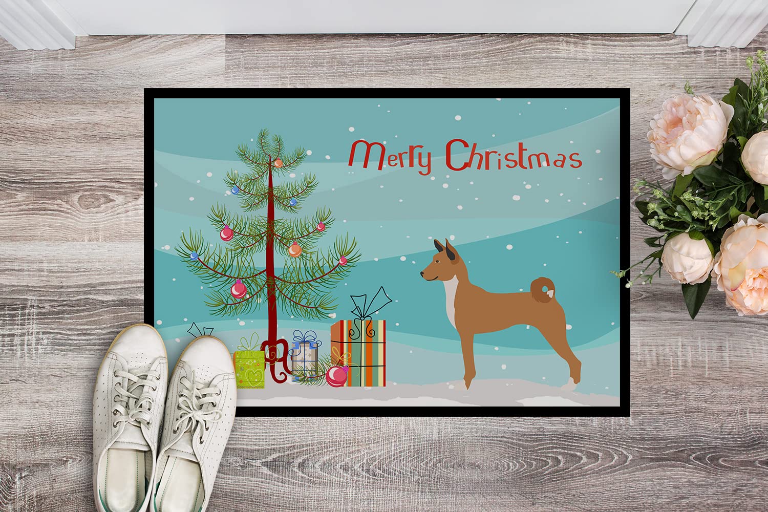 Caroline's Treasures BB8495MAT Telomian Christmas Doormat 18x27 Front Door Mat Indoor Outdoor Rugs for Entryway, Non Slip Washable Low Pile, 18H X 27W