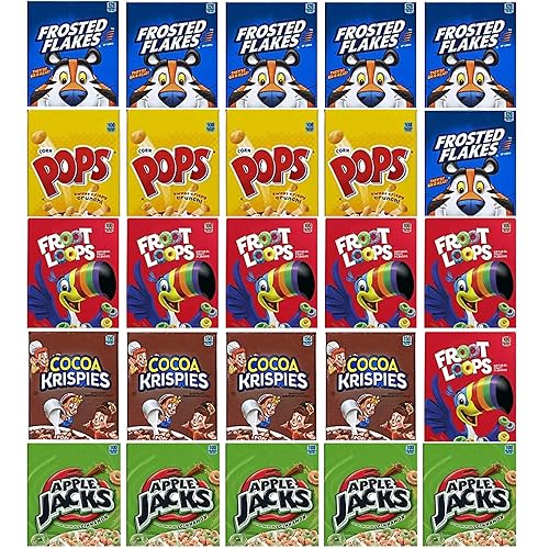 Miniatura 5 de Paquete variado de mini cajas de cereales – Surtido de cereales de desayuno de una sola porción – Caja de regalo de paquete de cuidado (25 unidades)