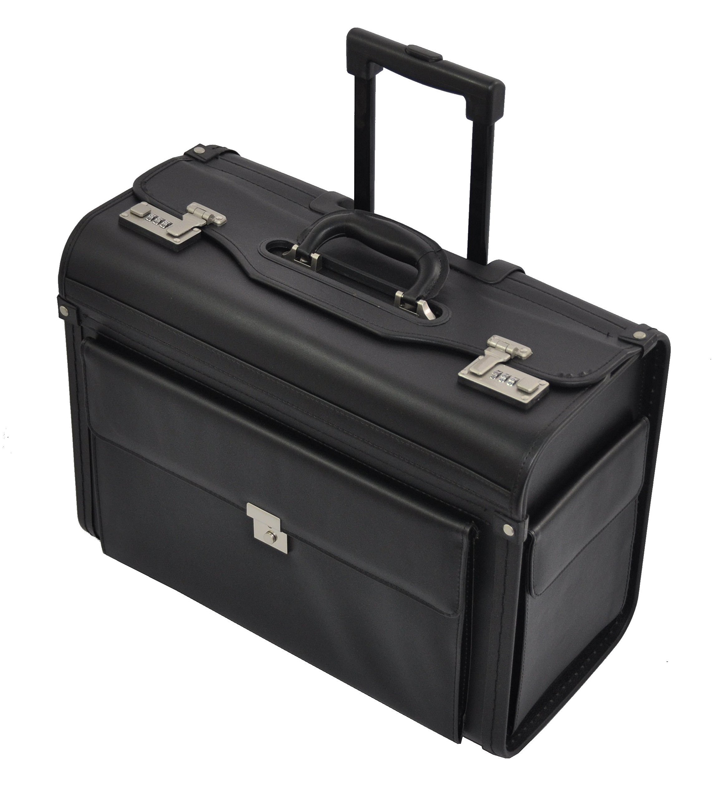 Pilotenkoffer Trolley Rollen Laptopfach 17" Pilotentrolley mit Vortasche und Zwei Seitentaschen