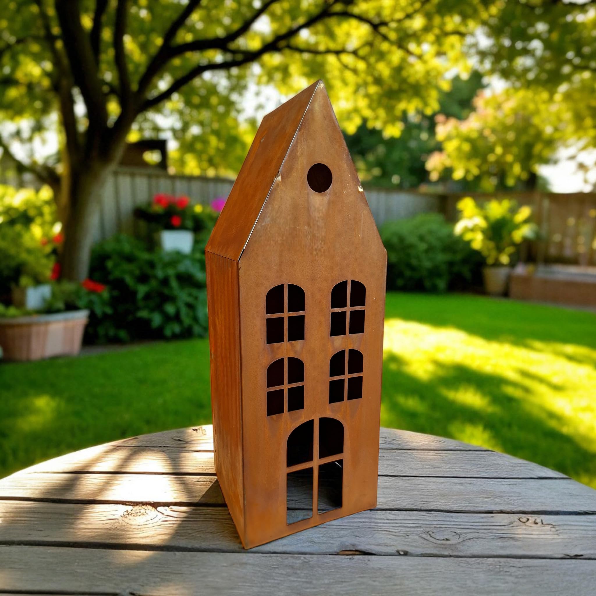 Edelrost Garten Laterne, Haus-Design, 44 cm, Metall Kerzenhalter für Außendekoration Gartendekoration rostige