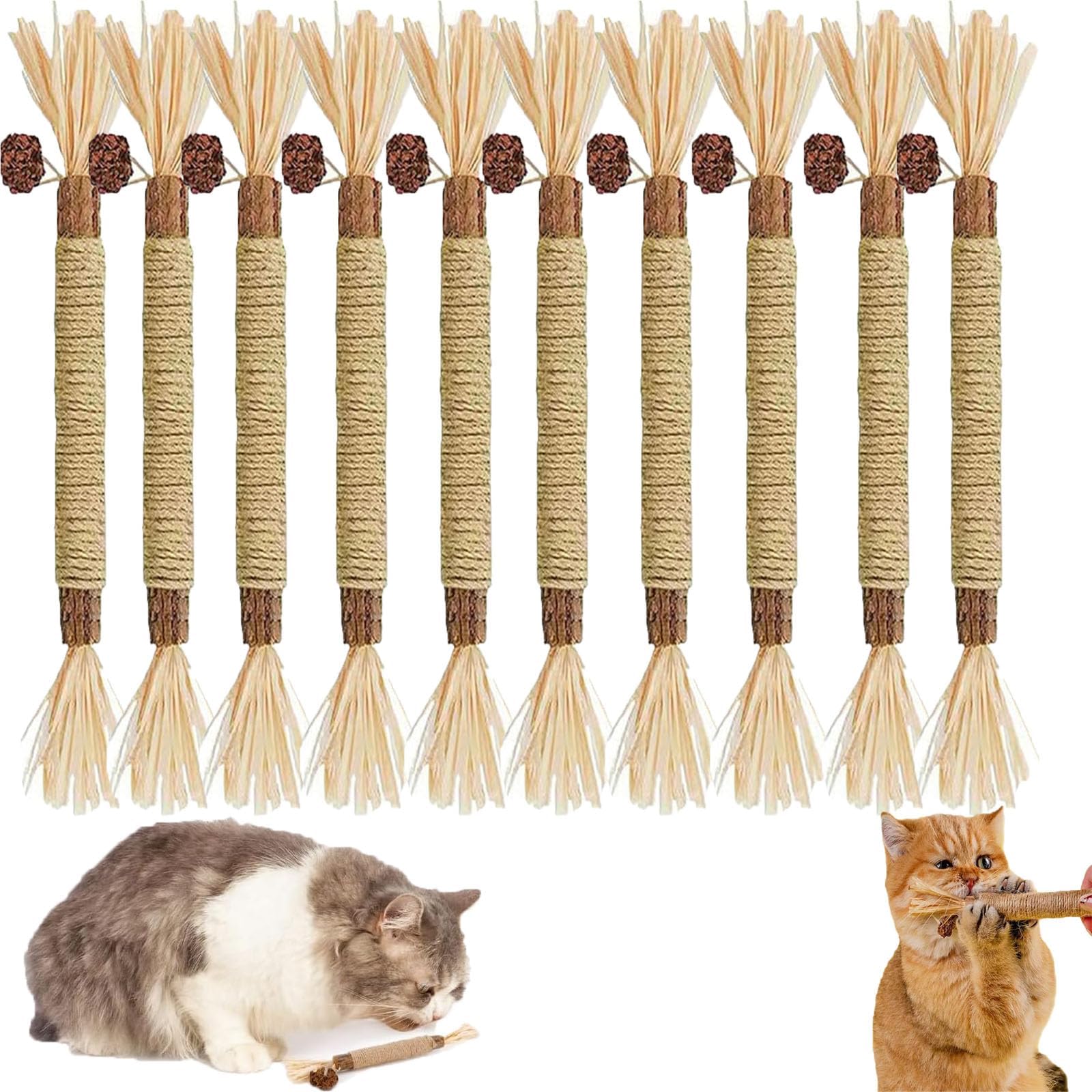 FROVOL 10 Pcs Puriq Natural Silvervine Dental Sticks, Silvervine Sticks for Cats, Interactive Cat Chew Stick for Teeth Cleaning, Scratch & Bite Resistant, for Indoor Kitty Fresh Breath, Healthy Teeth