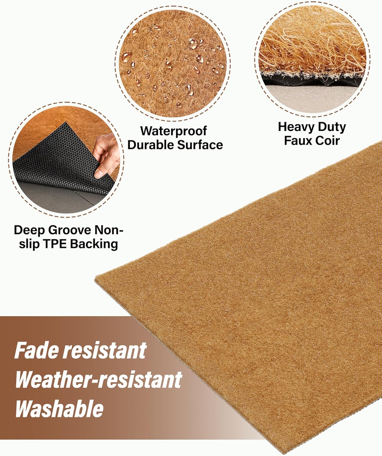 Door Mat Welcome Outdoor Mat: Artificial Coir Doormat for Indoor Outdoor Outside Home Entrance - Blank Plain Door Mats for Crafting Painting - Ultra Thin Door Mat for Front Door 17"x 30" 10 Pack