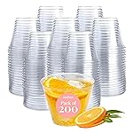 Small Clear Plastic Cups - 5 oz. 200 Pack - Hard Disposable Cup - Wine and Plastic Cocktail Glasses - Drinking and Party Punch Cups and Bulk Wedding Tumblers