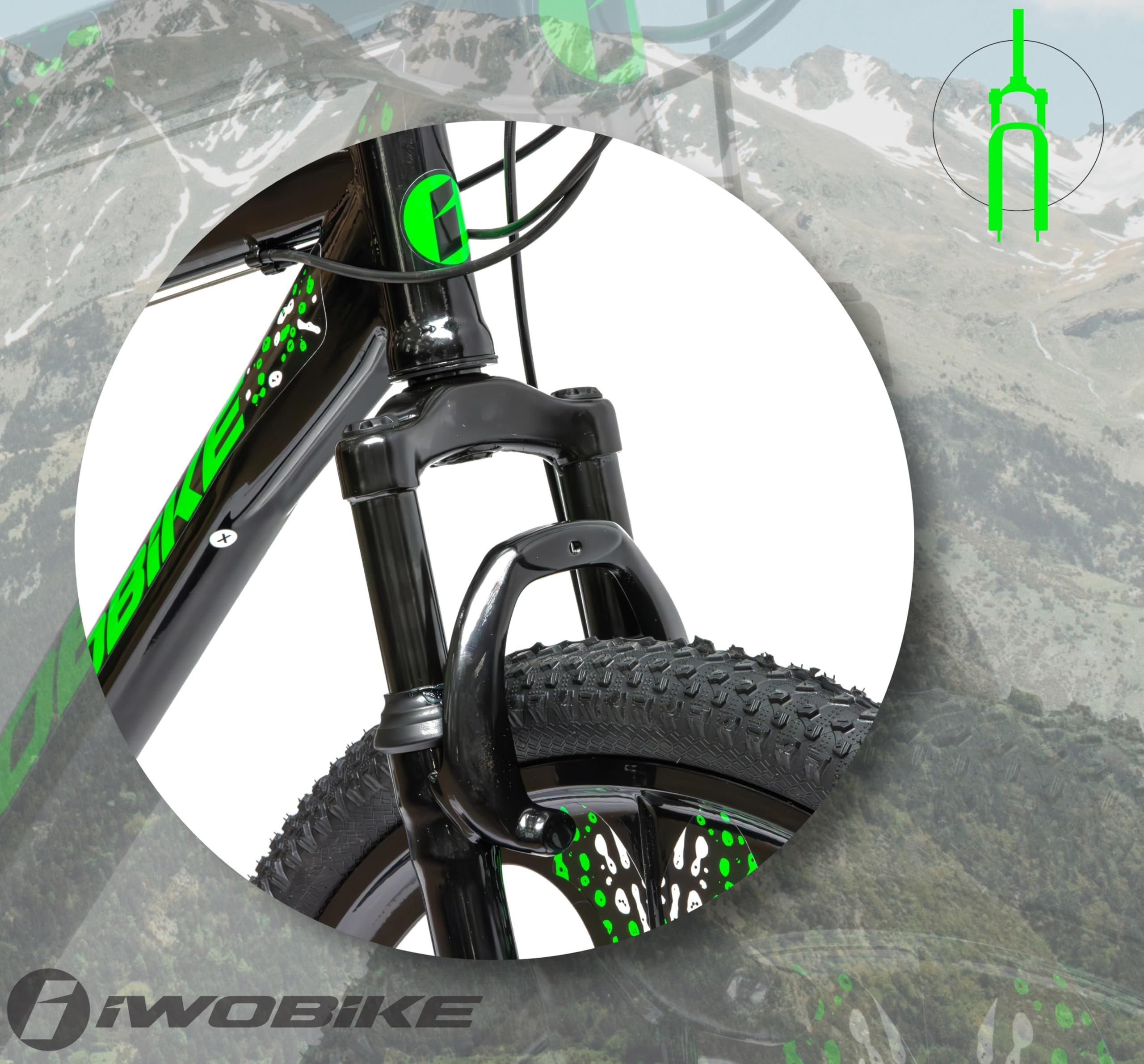 Rower Górski MTB 29 cali, Czarny Połysk z Zielonymi Akcentami | Rower Górski MTB 29 cali, Czarny Połysk z Zielonymi Akcentami, Męski, 21 Biegów, Rama Stalowa 18 cali, Amortyzacja Przednia,