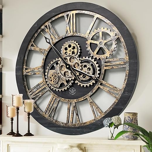 24" Oversized Real Moving Gear Wall Clock
