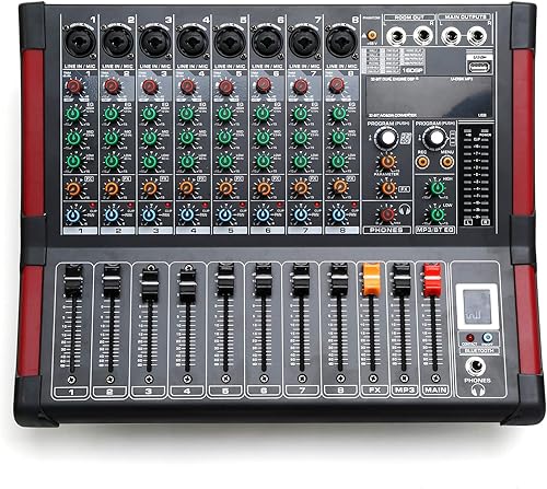 TC-Home 8 canales alimentados mezclador profesional mezcla amplificador 16DSP TRS USB Bluetooth grabación casera