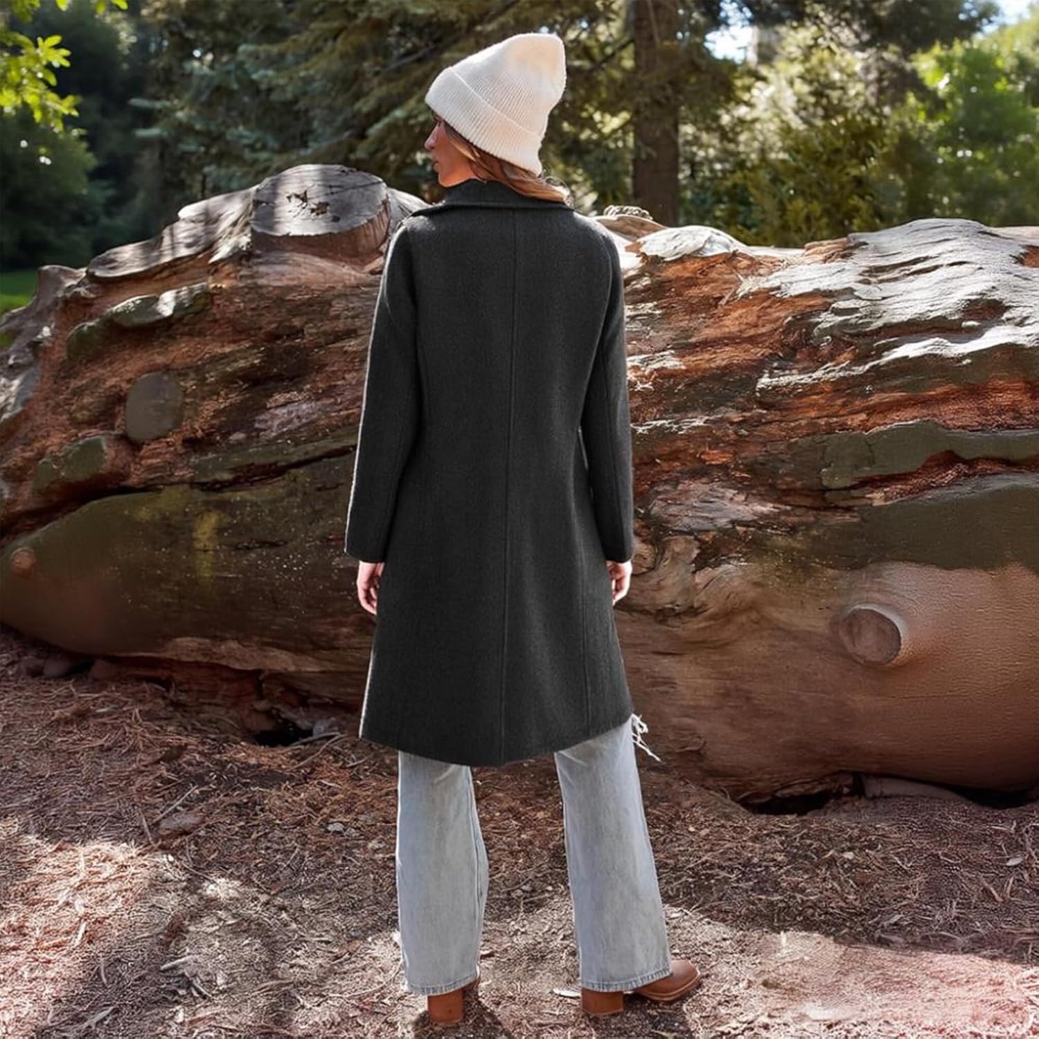 Women's Coats Wool Blend Stand Collar Pea Coat Casual Single Breasted Trench Coat Winter Fall Jacket 2025