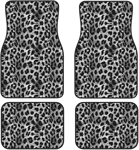 Car Floor Mat Leopard Cheetah All Weather Protection Car Carpets All Weather Car Accessories Universal Fit for Cars Truck Van and SUV for Women and Men Gray Cheetahs Fur Pattern Mats