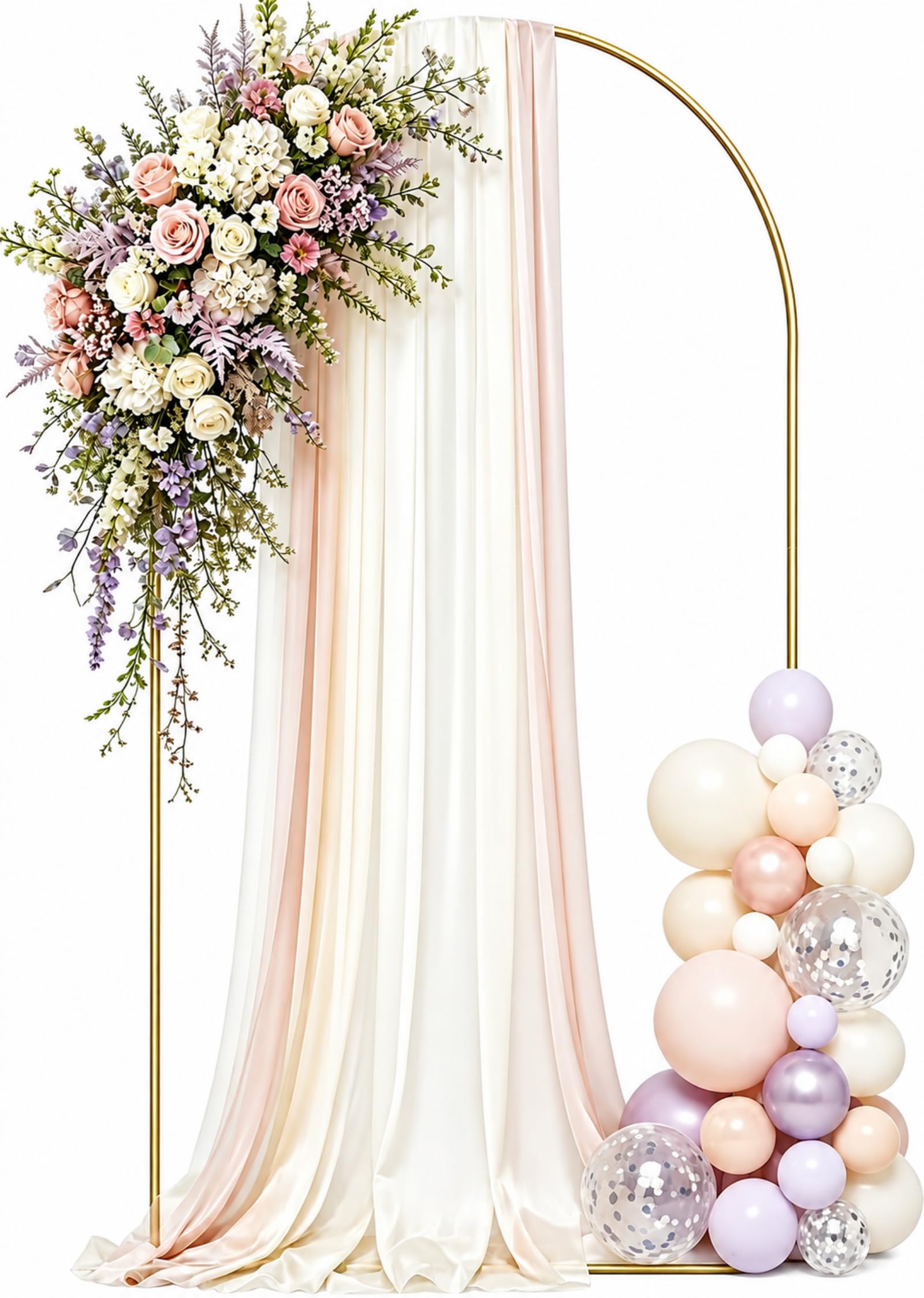 6FT Wedding Arch Stand, Metal Arch Backdrop Stand, Rust-resistant Metal
