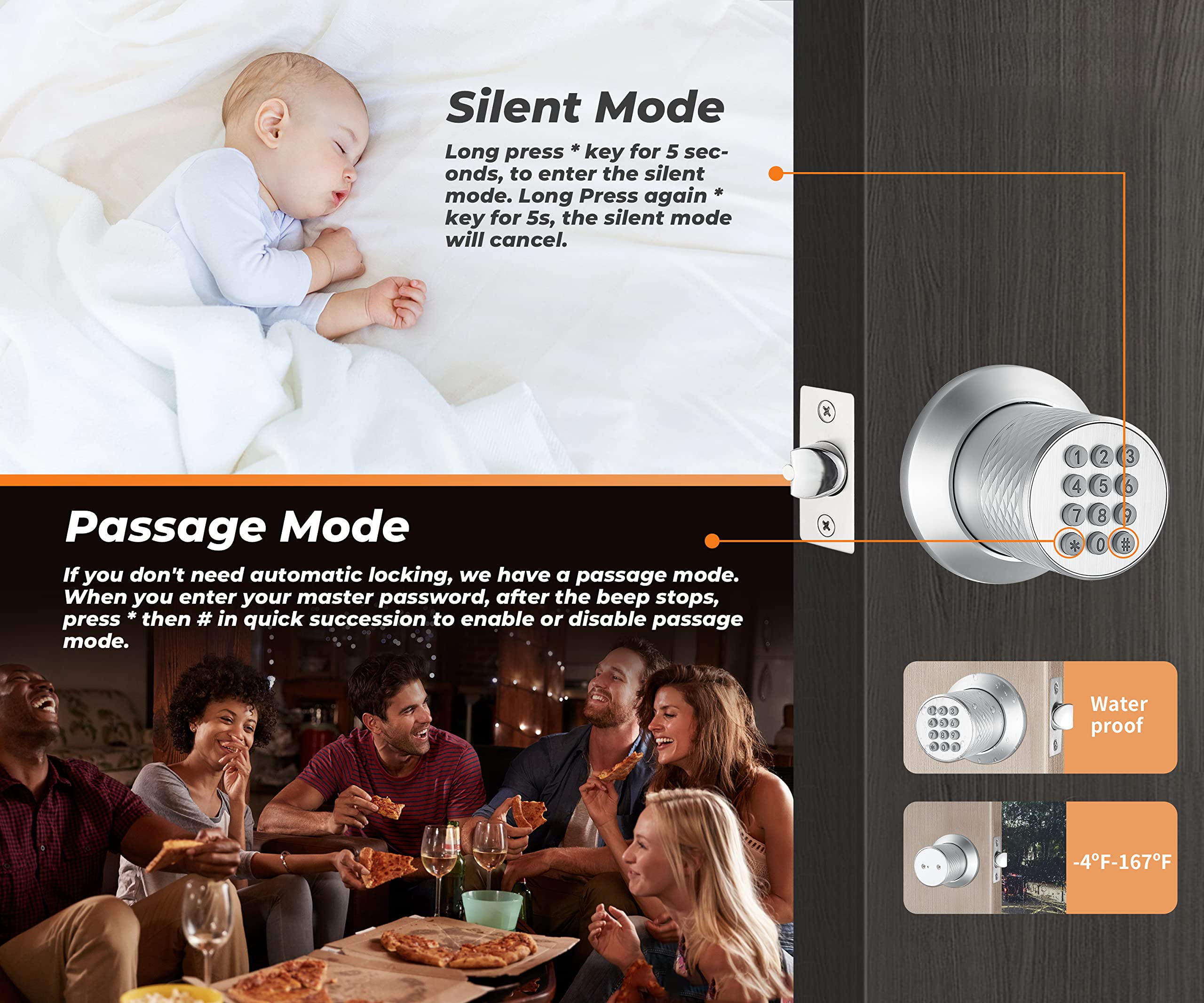 Amazon | Buoan 電子キーパッド ドアノブ スマートキーレスエントリー