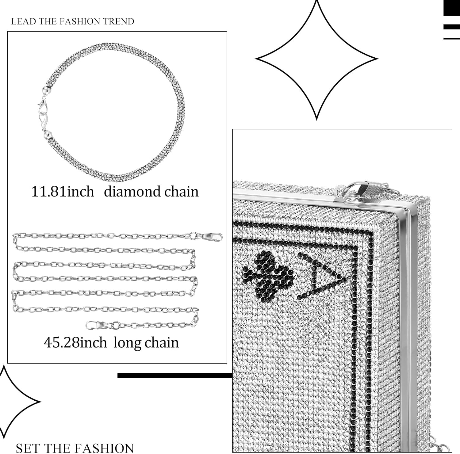 Women Poker Card Evening Clutch Rhinestone Purse Casino Vegas Novelty Purse Queen Hearts Bags Playing Cards Gift - Image 4