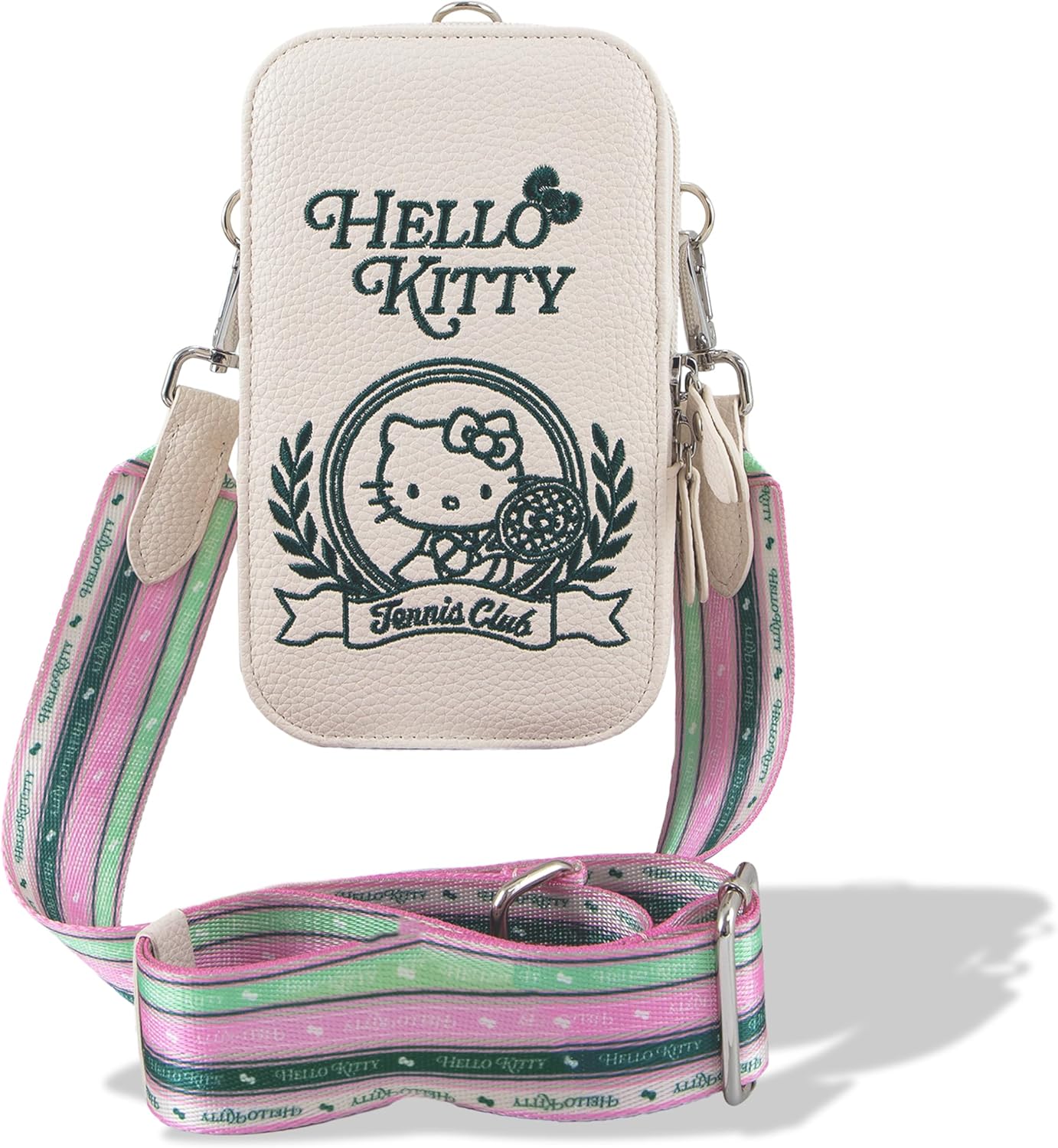 Sonix x Sanrio Universal Phone Pouch | Crossbody Bag for Cell Phone, 3-in-1 Phone Purse Wallet | Vegan Pebbled Leather - Matte Finish | Hello Kitty Tennis - Beige