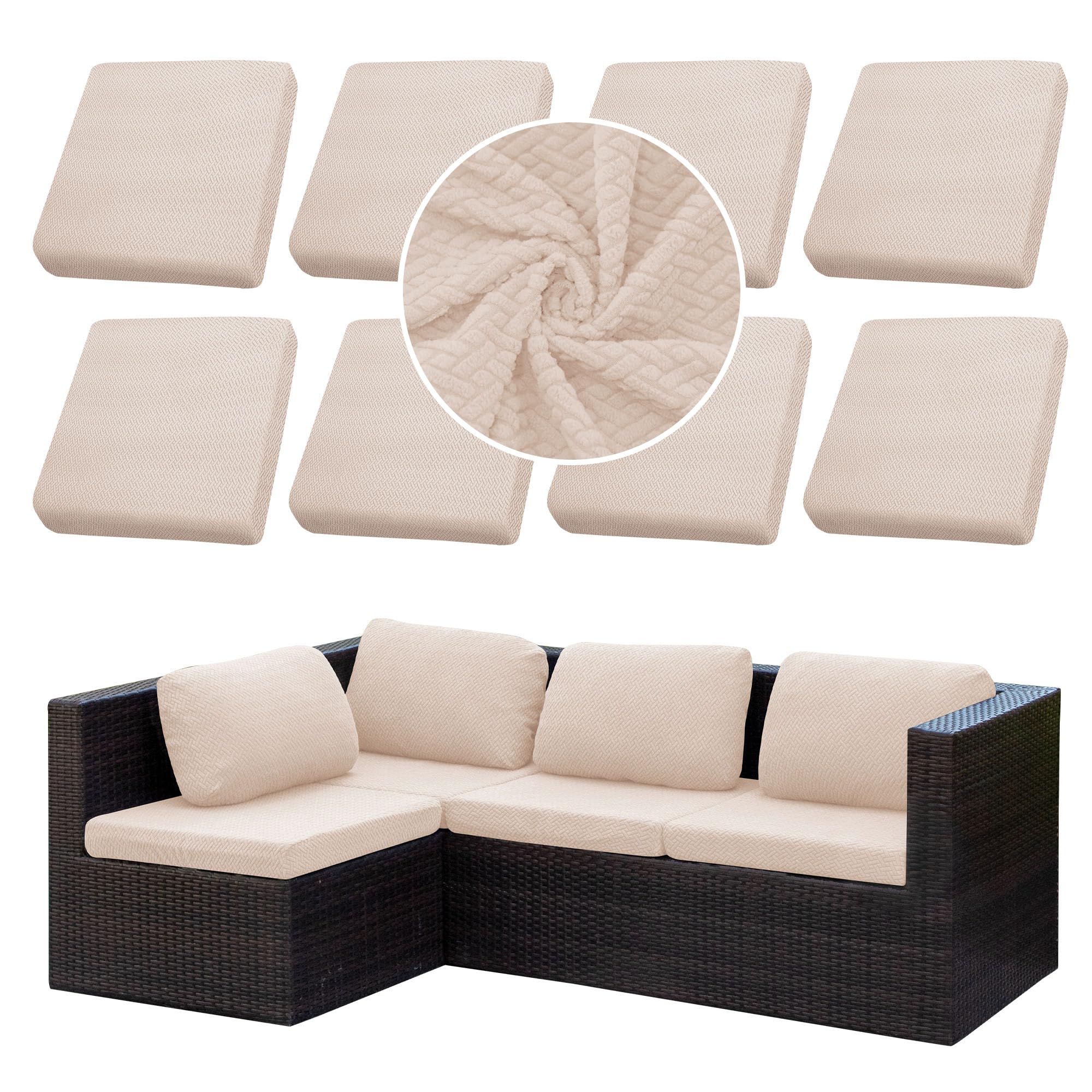 8PCS Patio Cushion Covers.Patio Furniture Couch SeatSlipcovers