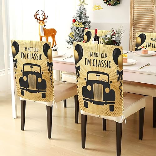 Miniatura 3 de Decor Retro 70s Car Gold Black Chair Seat Cover Washable for Home Decor Set of 2 Decorative Club Chair Slipcover protectores de sillas para comedor