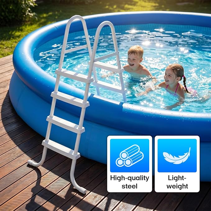 Escalera para piscina elevada de 48 pulgadas, 4 pasos antideslizante miniatura 6