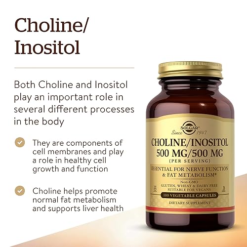 Miniatura 3 de Cápsulas de solina/inositol Solgar de 0.017 onzas, vegetales, 100 unidades