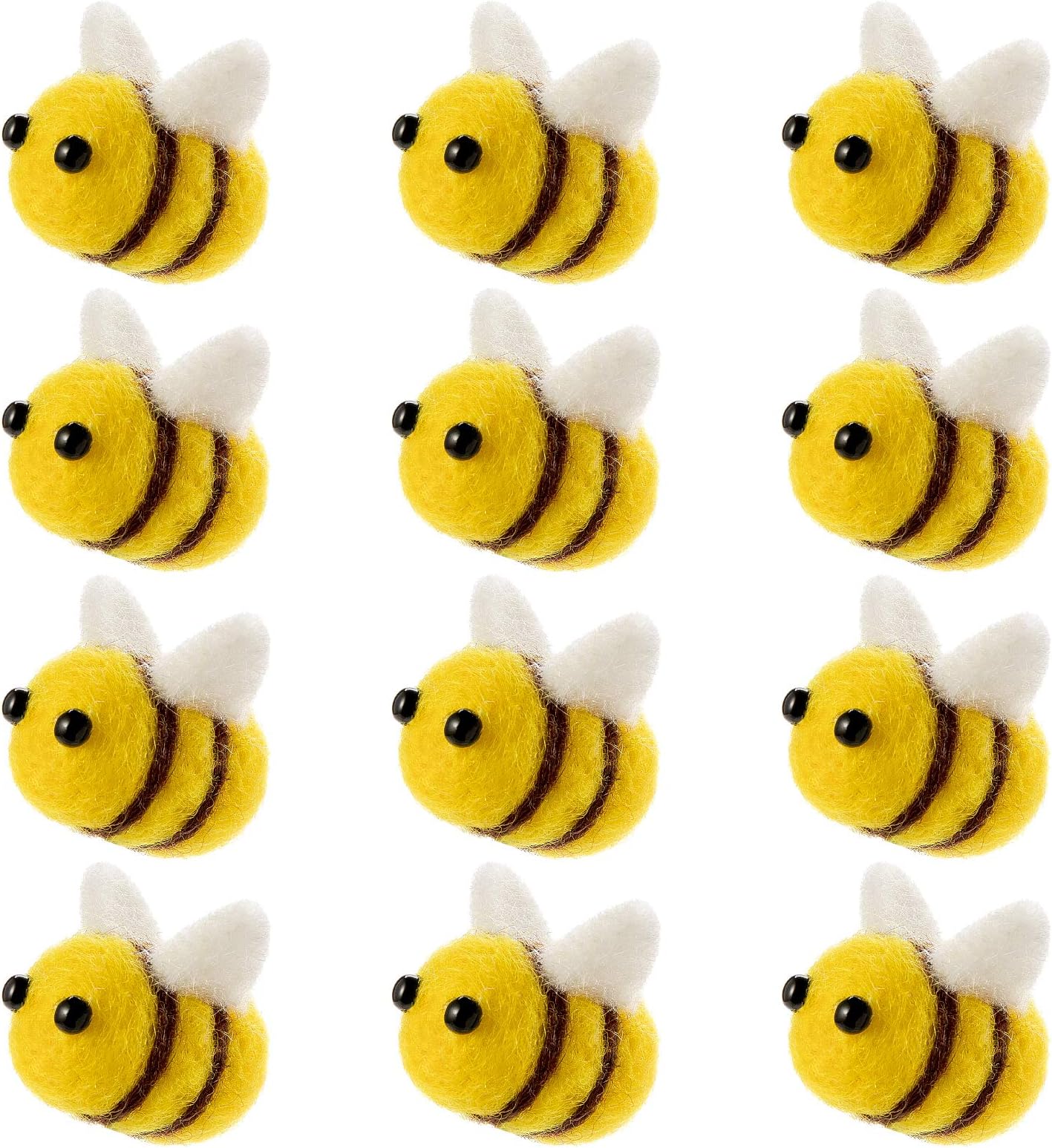 CINPIUK 12 Set Felt Bees for Crafts, Wool Felt Bumble Bee Plush for Tiered Tray Decoration Party Favors DIY Craft Jewelry Accessory