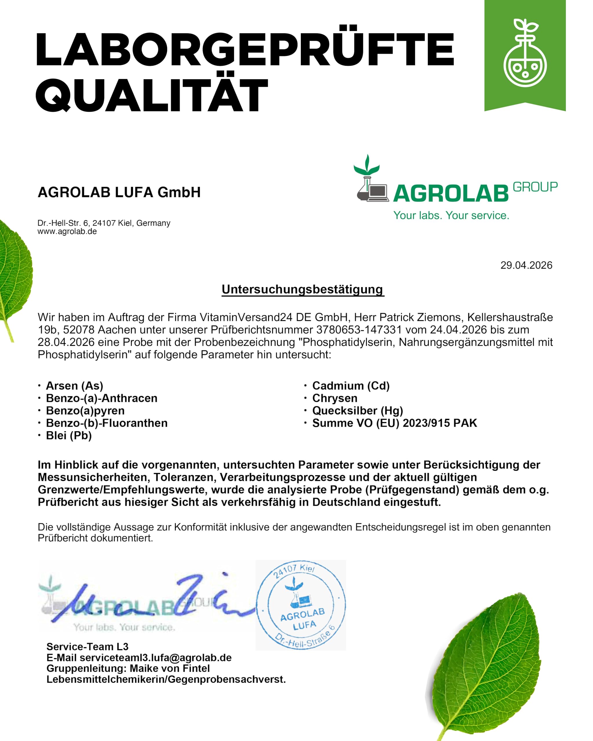 vit4ever Phosphatidylserin Kapseln - 300 mg pro Tagesportion - 180 Kapseln - Hochdosiert - PS Phospholipid - Vegan - Ohne unnötige Zusätze - Laborgeprüft