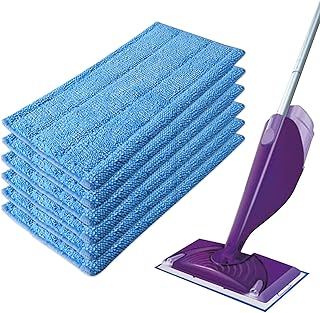 6 Pack Replacement Microfiber Mop Pads for Swiffer Wetjet Mopping Reusable and Washable Cleaning Pad Microfiber Cloth Refills Mopping Heads, Blue