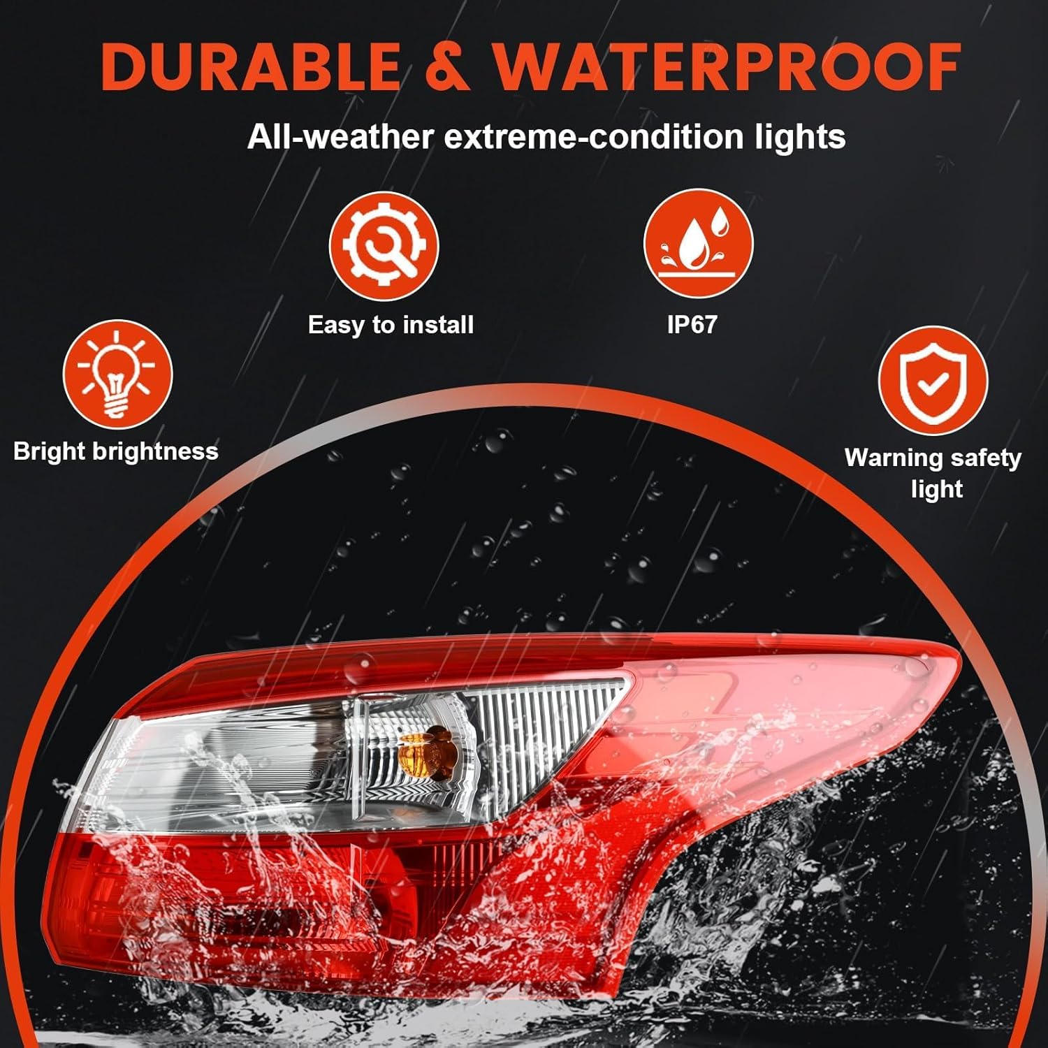 Tail Lights Outer Compatible with 2012-2014 Ford Focus S SE SEL Titanium Sedan Halogen Type Brake Rear Lamp Taillights Replacement for FO2819151