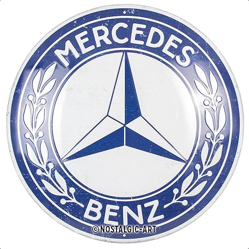 Nostalgic-Art Cartel de hojalata retro, Ø 13.7", Mercedes-Benz  Logo  Idea de regalo para los fanáticos de Mercedes-Benz, producto oficial de