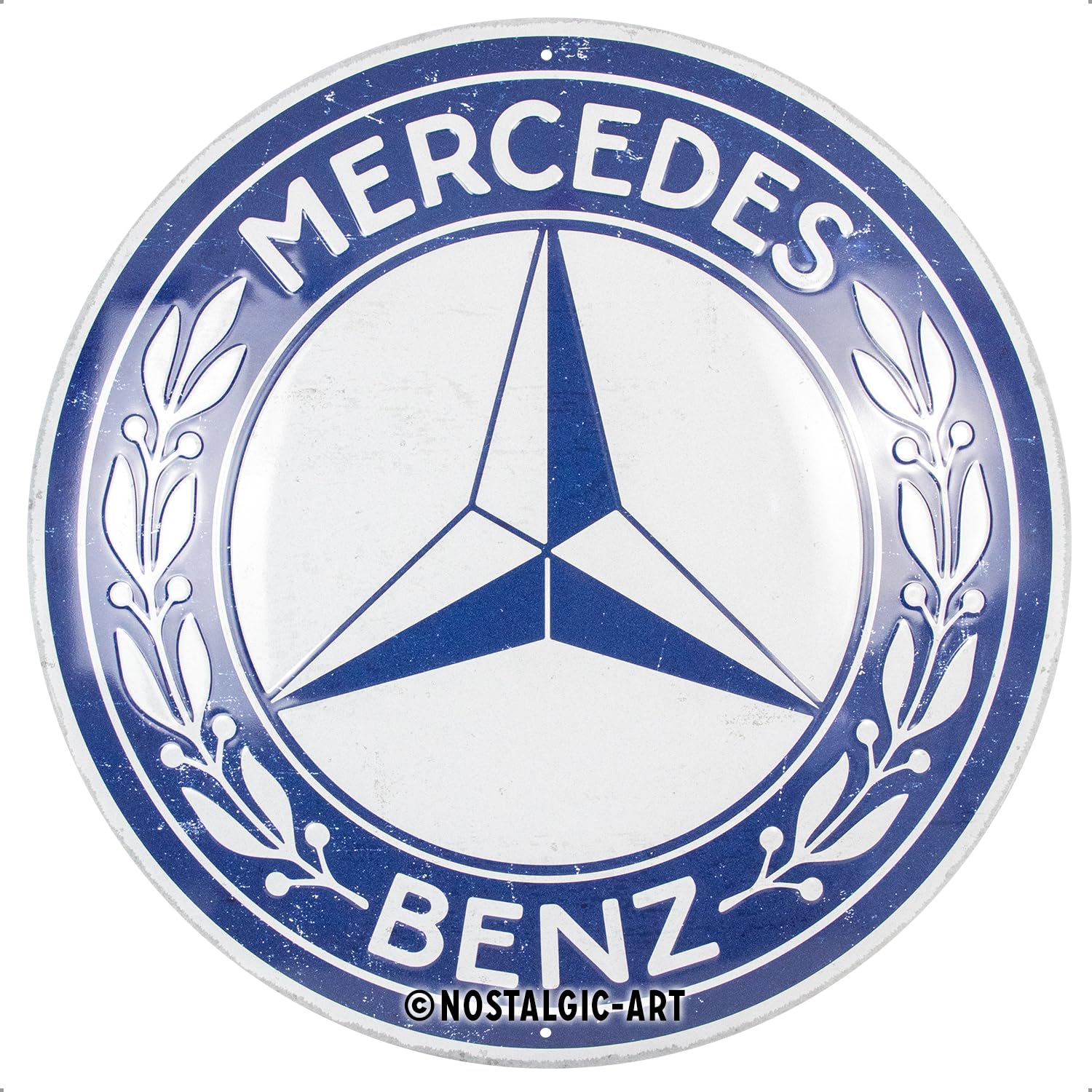 Nostalgic-Art Retro tin sign, Ø 13.7", Mercedes-Benz – Logo – Gift idea for Mercedes-Benz fans, Official License Product (OLP), made of metal, vintage design