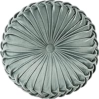 Vista 14 de Cojín redondo blanco de terciopelo decorativo para el hogar, plisado, redondo, relleno de calabaza, cojín para silla, cojín de suelo para sofá
