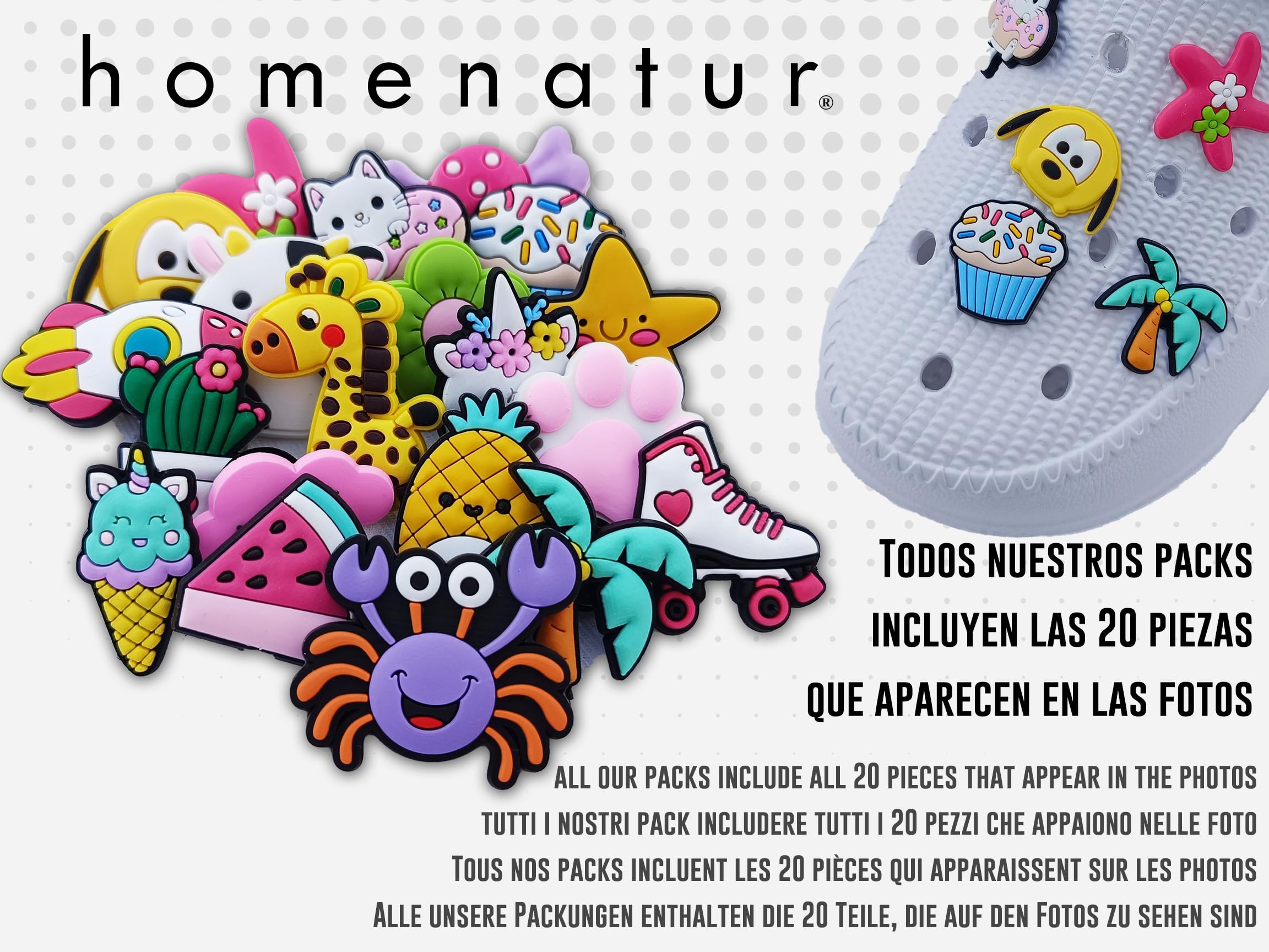 Pines Decorativos para Crocs - 20 Piezas - Shoe Charms - Accesorios para Zapatos - Mujer Hombre Niños