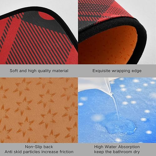 Miniatura 2 de Juego de 2 alfombras y tapetes de cocina con diseño de corazón de búfalo para el día de San Valentín, acolchado, antifatiga, antideslizante, tapete