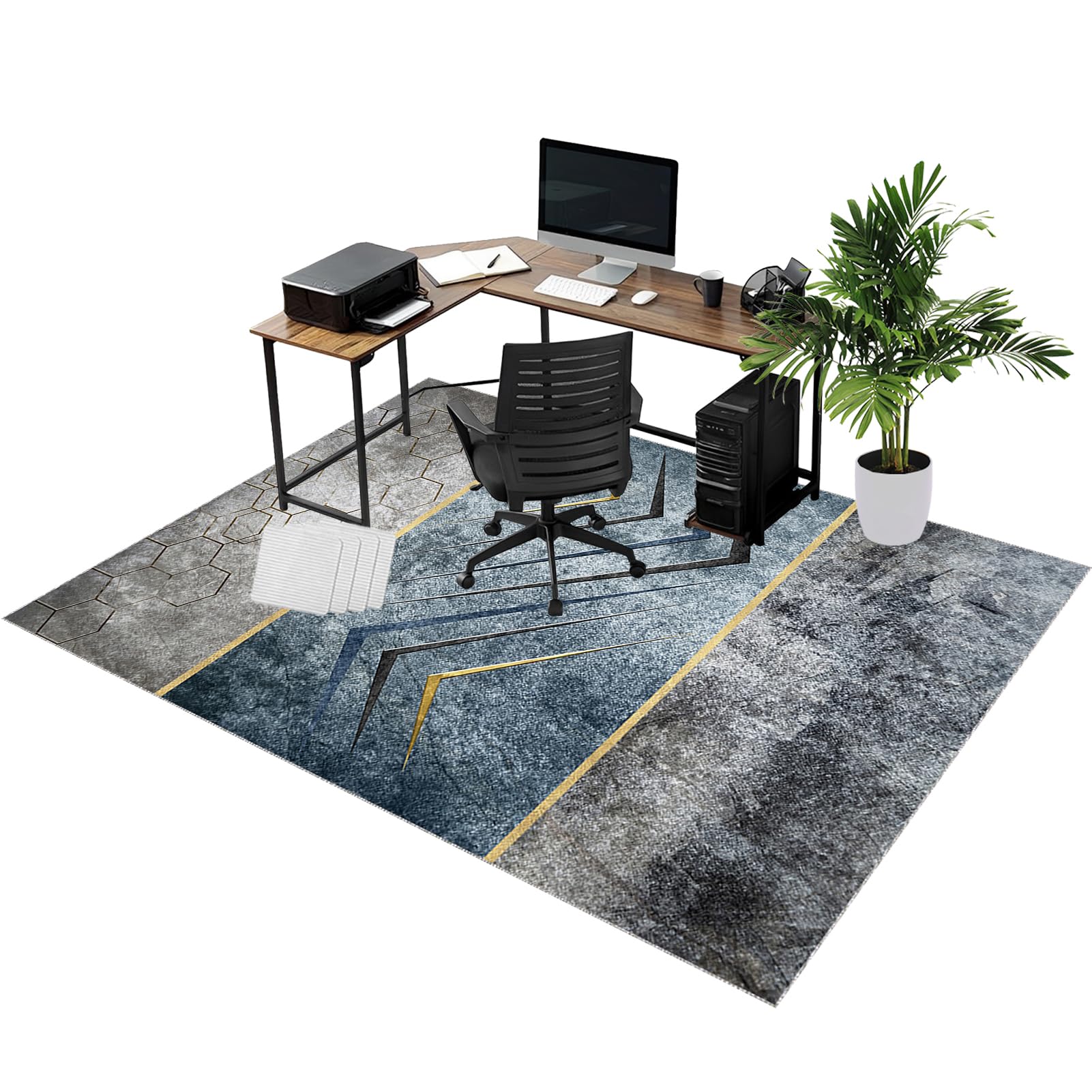 Rolling Chair Mats, Office Chair Mat for Carpet and Wooden Floors 150 x 180 cm Non-slip Gaming Floor Protector, Washable Desk Carpet Protector Rug for Home Office, Non Slip Floor Protection Mat