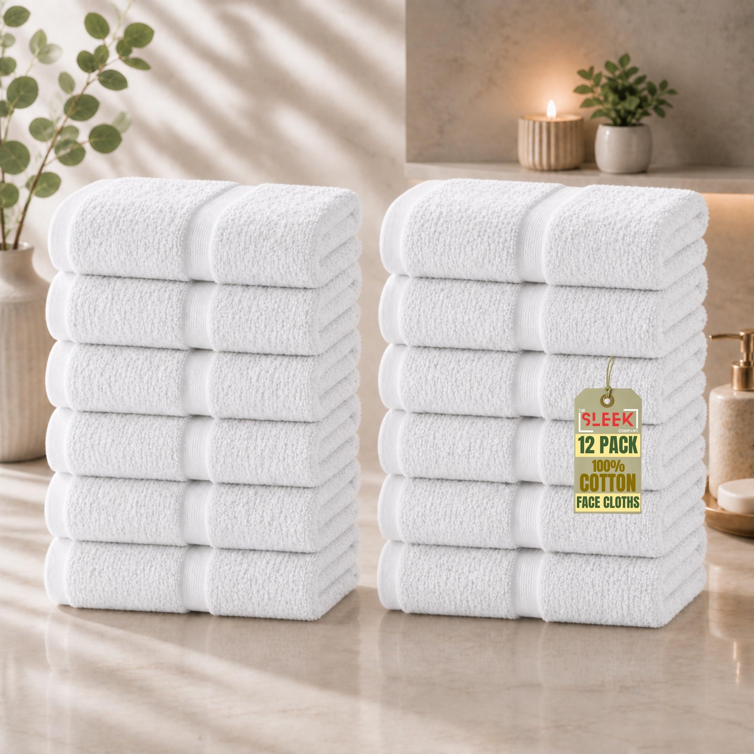 600 GSM Royal Egyptian Cotton Face Cloths (30x30cm) – Pack Of 12 – Soft & Absorbent Flannels Face Cloth – Hypoallergenic & Durable Towel – Quick Dry Face Towels for Homes, Hotels, Spas & Gyms (White)