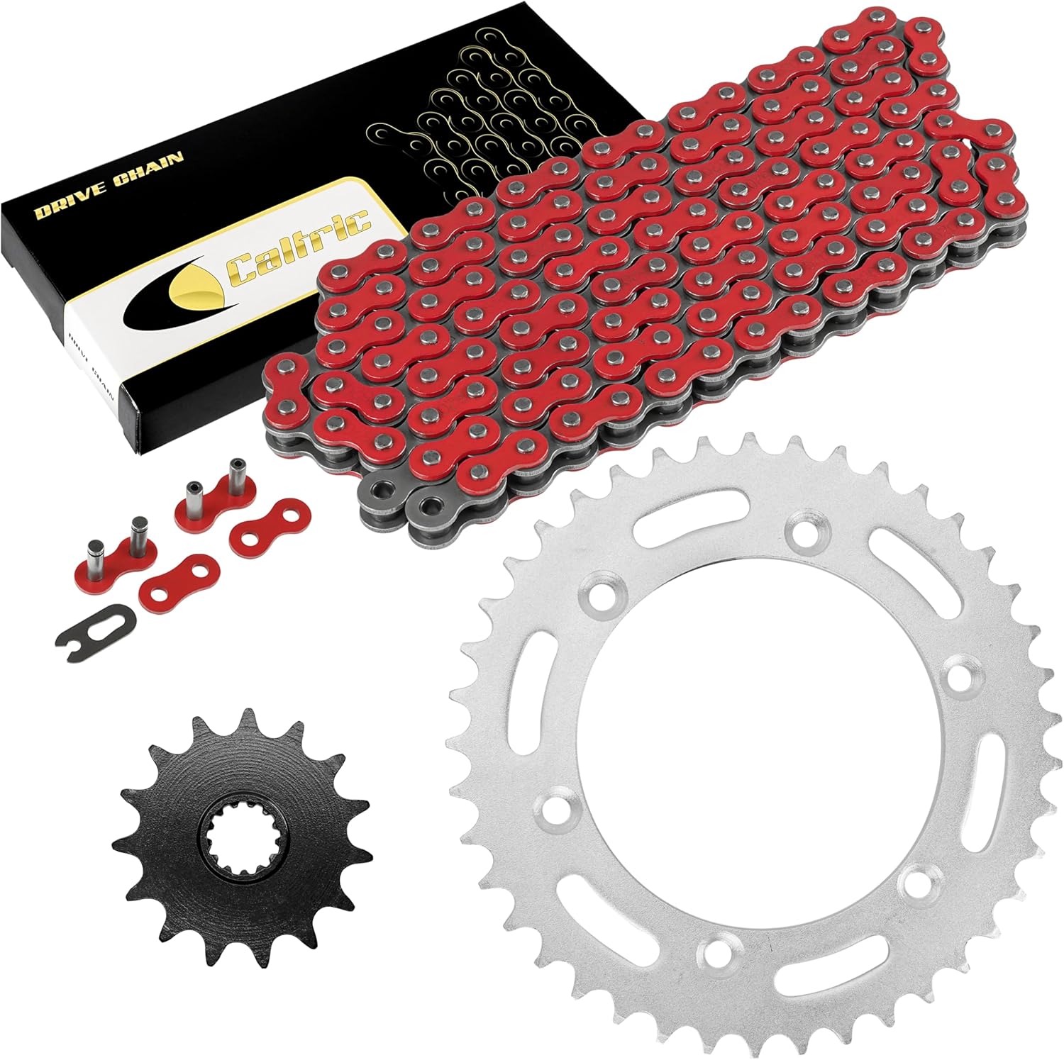 Caltric Red Drive Chain And Sprocket Kit Compatible with Suzuki Dr-Z400Sm 2005-2018