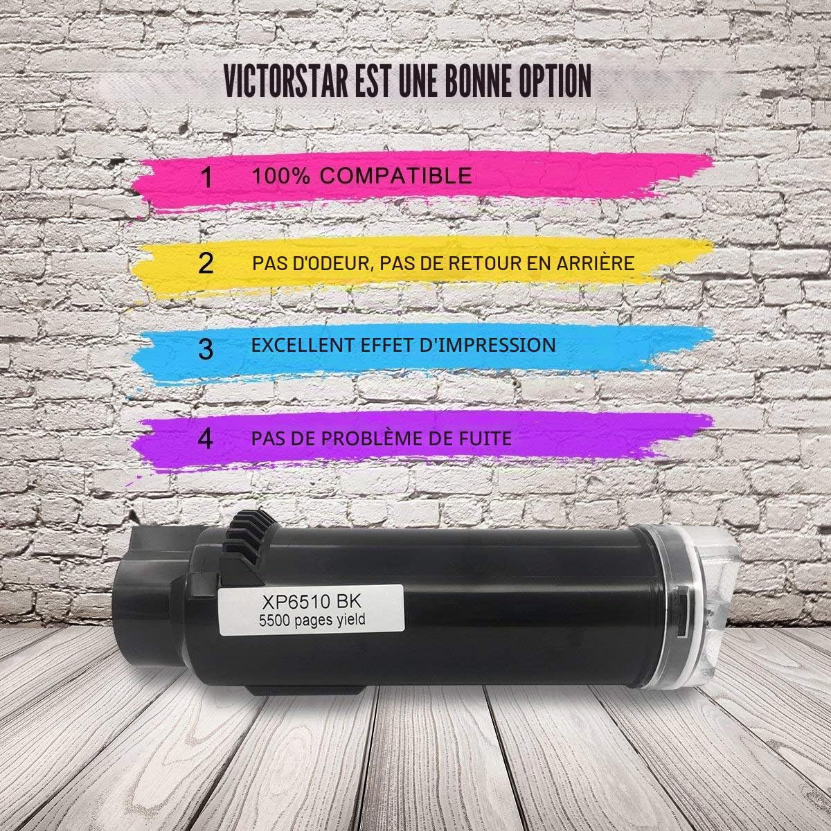 5 Packs Cartouches de Toner compatibles 6510 6515 【Extra High Rende】 5500 Pages BK 4300 Pages C m y pour Xerox 6510n 6510dn 6510dni 6510dnm 6515n 6515dn 6515dni 6515dnm - L'emballage Peut Varier