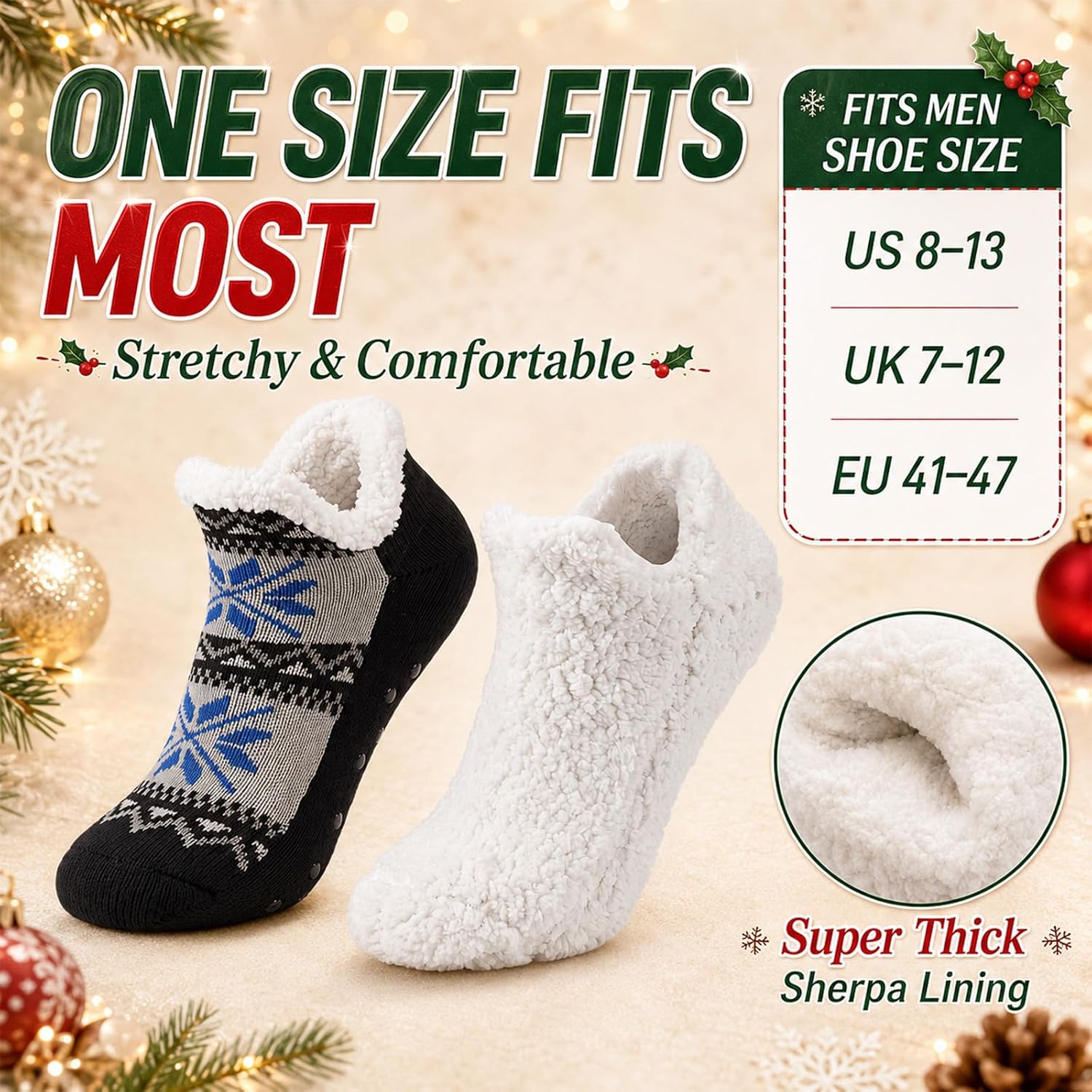Janmercy 6 Pairs Fuzzy Slipper Socks with Grips