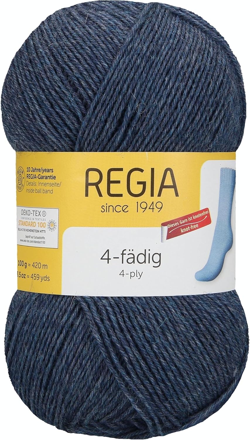 Regia 4 Ply 100g 02137 Jeans Meliert, Sock Yarn