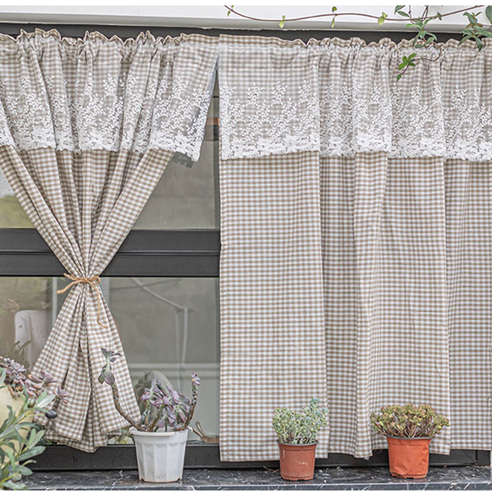 Amazon｜カフェカーテン ベージュ 小窓 カーテン 遮光 戸棚