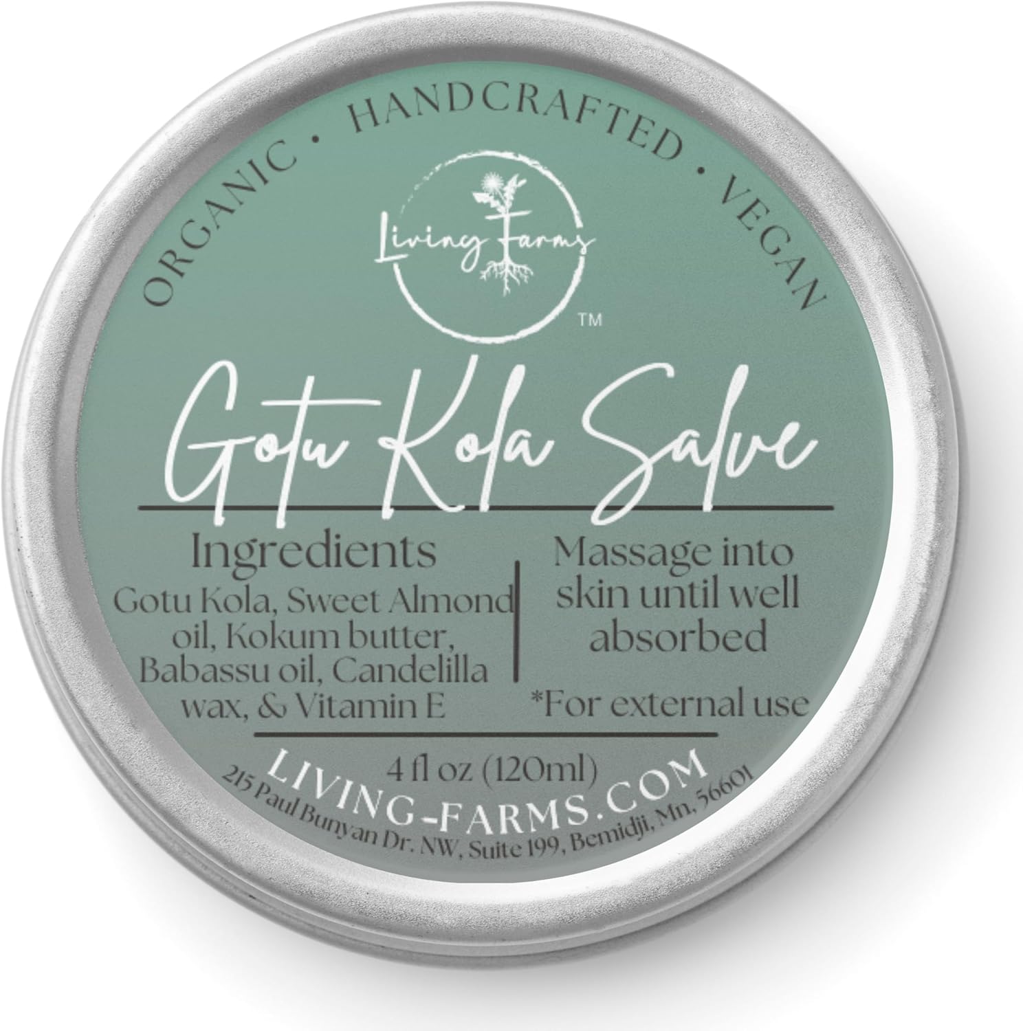 Gotu Kola Salve - Centella Asiatica - Organic Collagen Support - Hair Growth, Wound Healing, Scars, Skin Regeneration - Handmade in The USA (4oz)