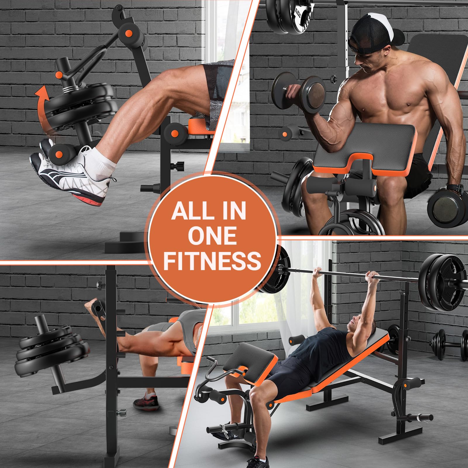 Adjustable Olympic Weight Bench with Squat Rack & Leg Developer | 770lbs Positions & Heavy Duty Frame, Designed for Bench Press, Squats, Dumbbell Training and Full Body Workouts